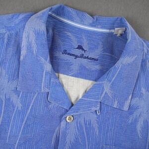 Tommy Bahama Silk Palm Tree Jacquard Camp Hawaiian Textured Shirt Mens 3XLB